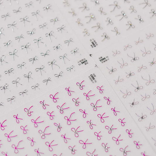 Bow Design Nail Art Stickers Adhesive Embossed Pink Bow Sticker Decals