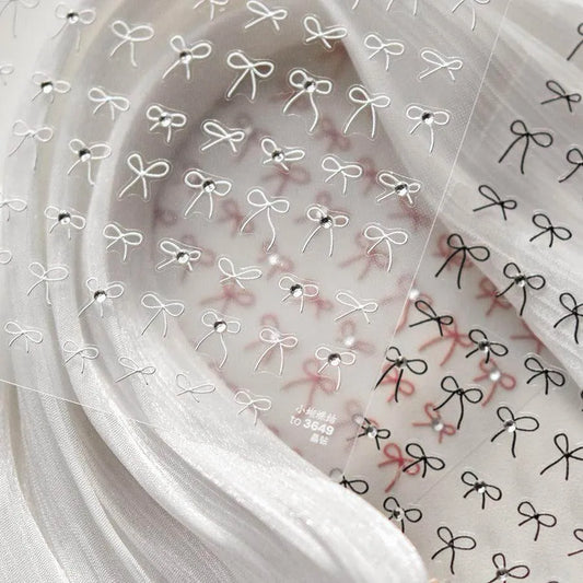 Bow Tie Nail Art Stickers Adhesive Embossed Sticker Decals to3648