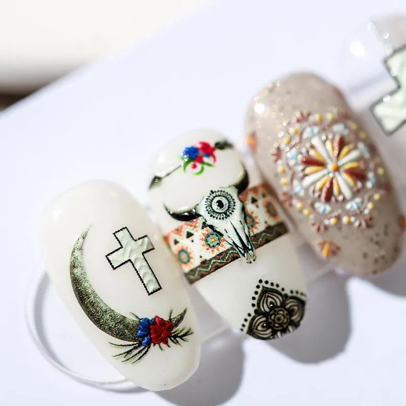 Bull Nail Art Stickers Adhesive Embossed Bull Sticker Decals TS1211