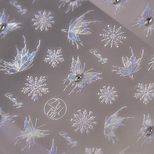 Butterfly Nail Art Stickers Adhesive Embossed Wings Sticker Decals with Beads to3622