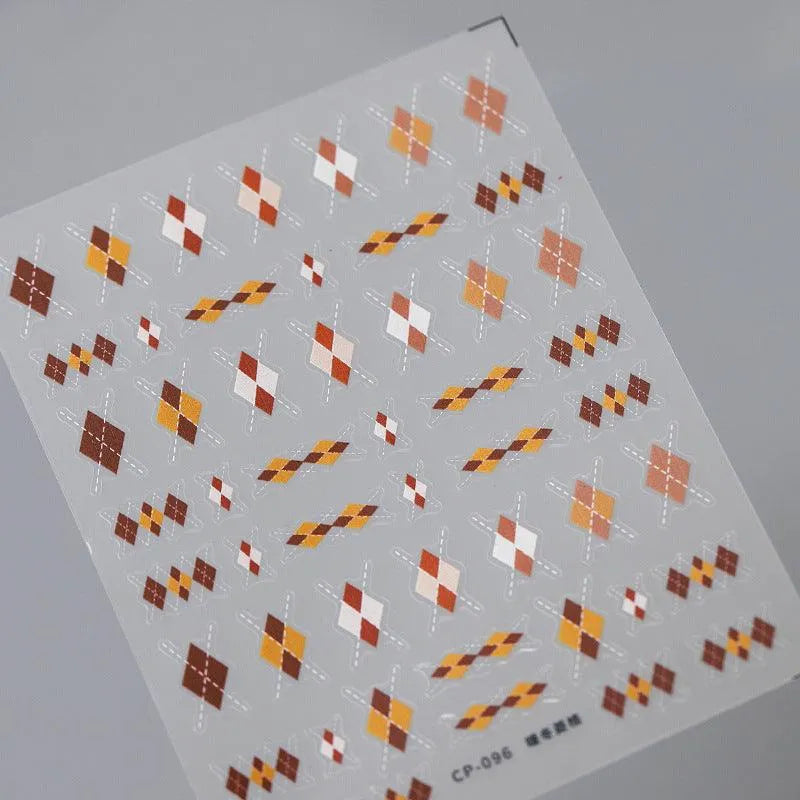 Nail Art Stickers Adhesive Slider Embossed Grid Sticker Decals CP096