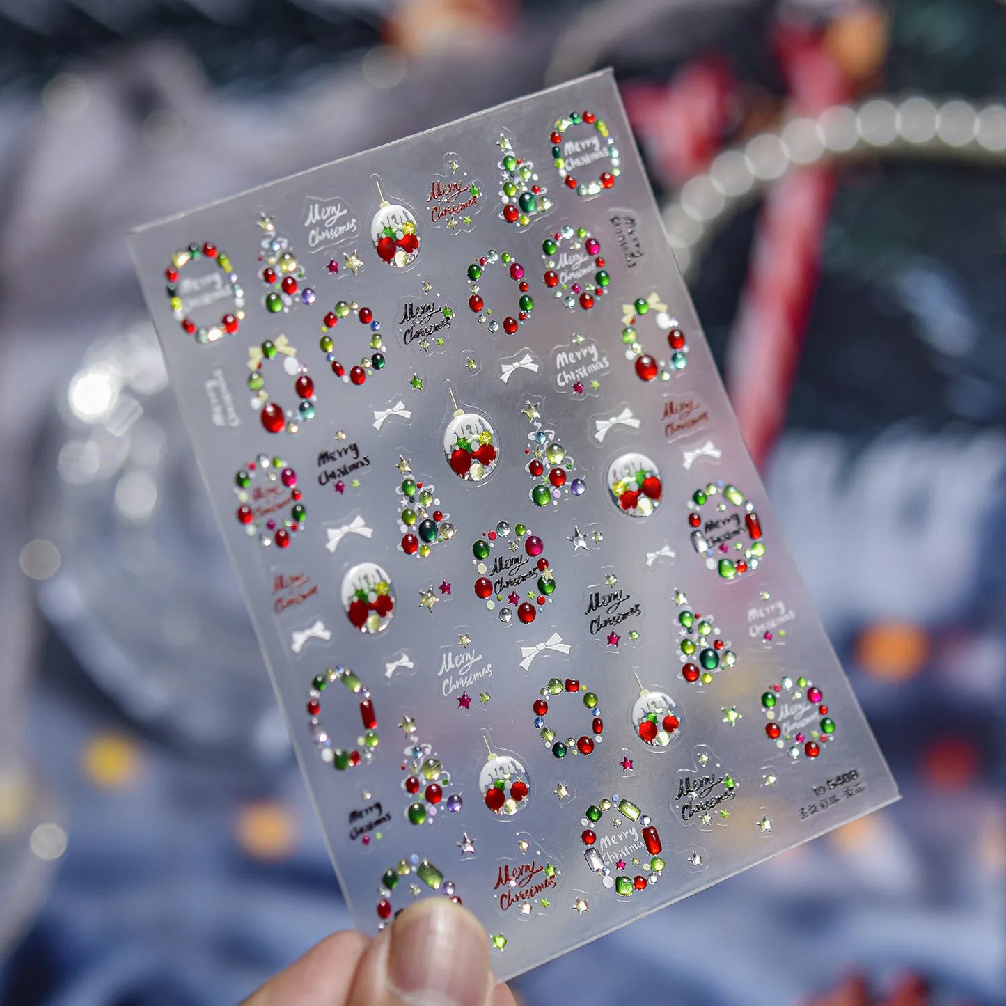 Candy Color Christmas Nail Stickers - Xmas Tree Ball Jelly Nail Decals