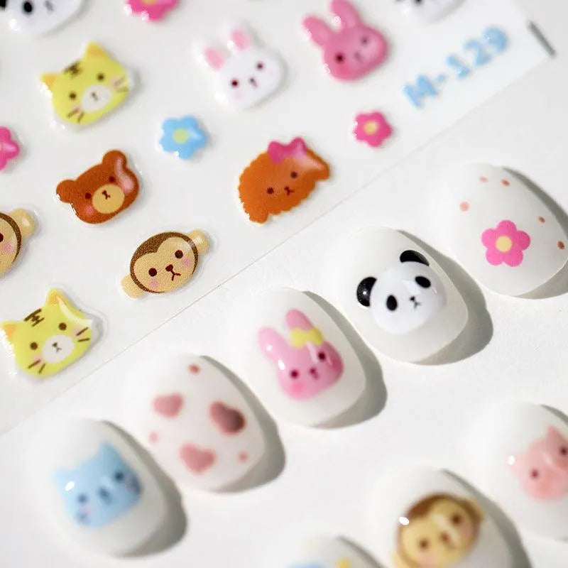 Cartoon Animal Nail Art Stickers Adhesive Sliders Panda Bunny Jelly Sticker Decals M129