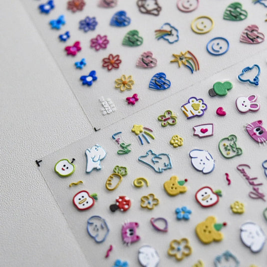 Cartoon Kitten Animals Nail Art Stickers Puppy Cat Adhesive Embossed Sticker Decals to2920