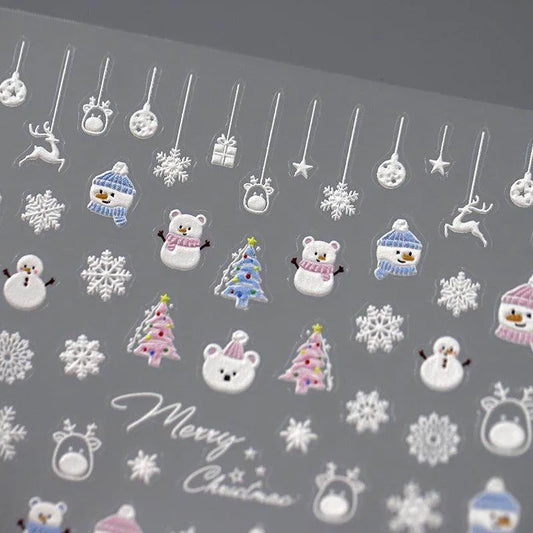 Christmas Nail Art Stickers Adhesive Slider Christmas Snowflakes Sticker Decals TS3250