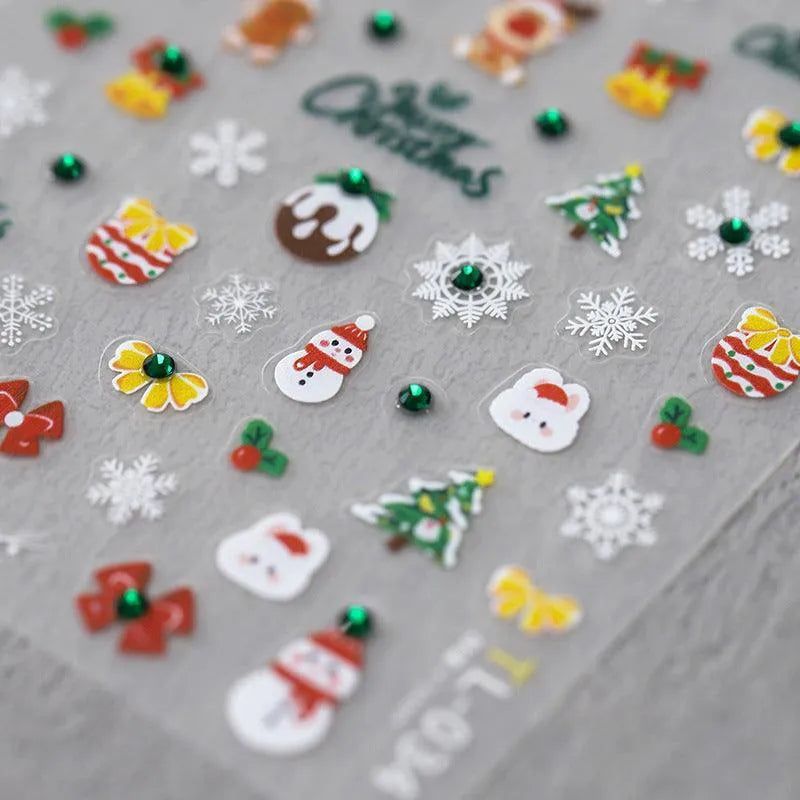 Christmas Nail Art Stickers Adhesive Xmas Snowflake Sticker Decals TL034
