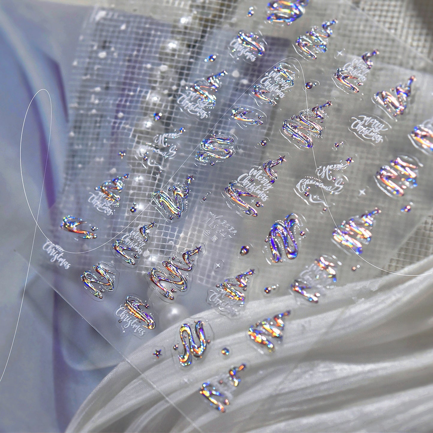 Christmas Nail Art Stickers | Holographic Xmas Tree & Bauble Decals