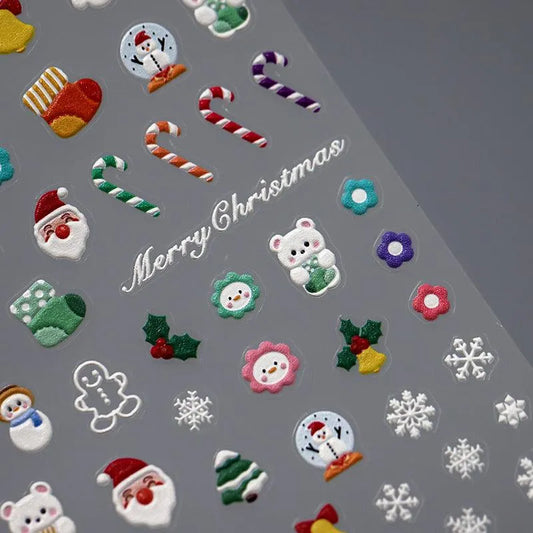 Christmas Theme Nail Art Stickers Adhesive Sliders Christmas Snow Sticker Decals TS3236