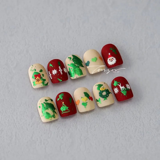 Christmas Tree Deer Nail Art Stickers Xmas Snowman Adhesive Sticker Decals TS3290