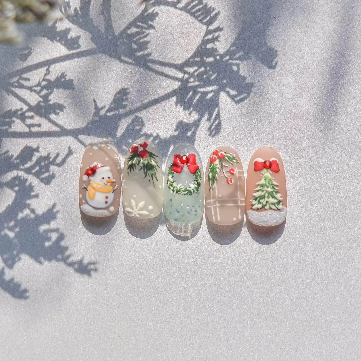 Christmas Tree Nail Art Stickers Snowman Adhesive Embossed Sticker Decals to4590