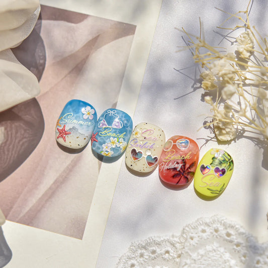 Coconut Girl Summer 5D Nail Stickers | Holographic Beach Nail Art