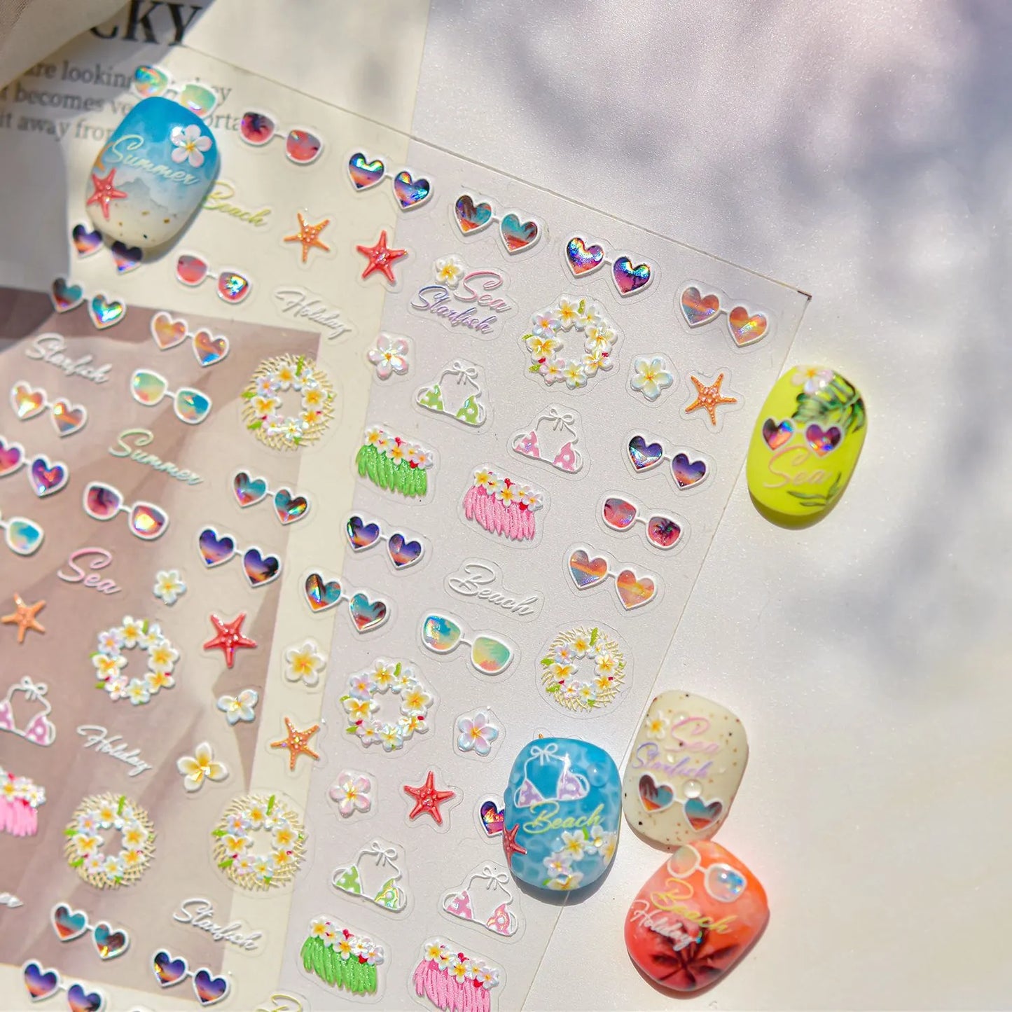 Coconut Girl Summer 5D Nail Stickers | Holographic Beach Nail Art