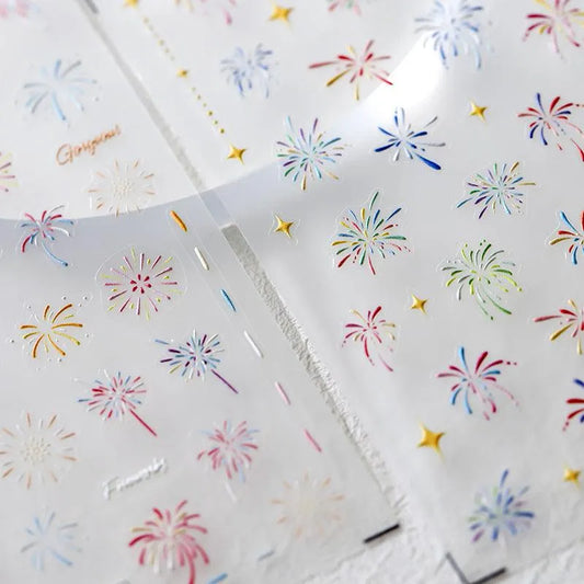 Colorful Fireworks Nail Art Stickers Adhesive Slider Sticker Decals