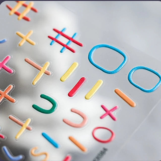 Colorful Line Symbols Nail Art Stickers Adhesive Embossed Lines Sticker Decals KX084