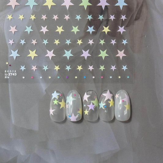 Colorful Star Nail Art Stickers Adhesive Stars Sticker Decals DIY Manicure Accessories to2720