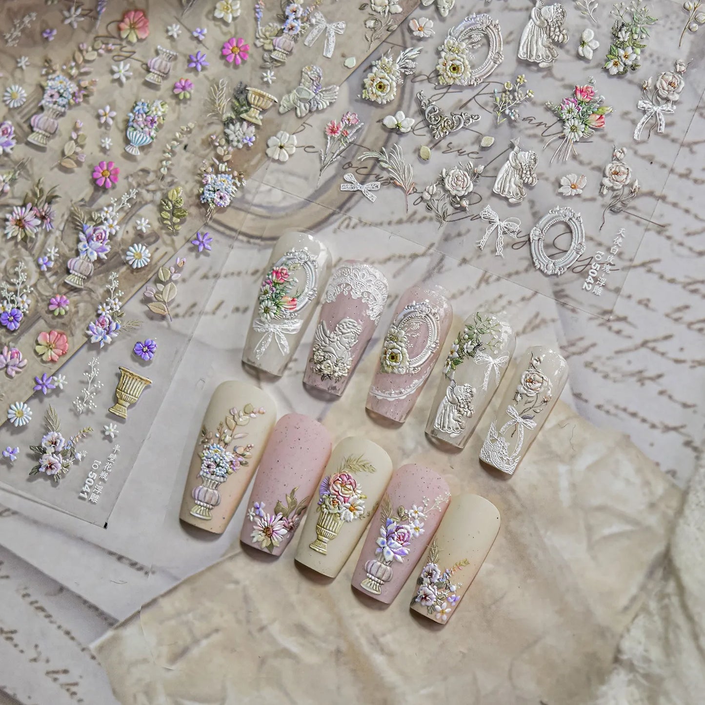 Coquette Angel & Floral 5D Nail Stickers