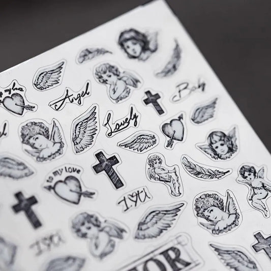 Cupid Nail Art Stickers Angel Cross 3D Adhesive Sticker Decals TS170