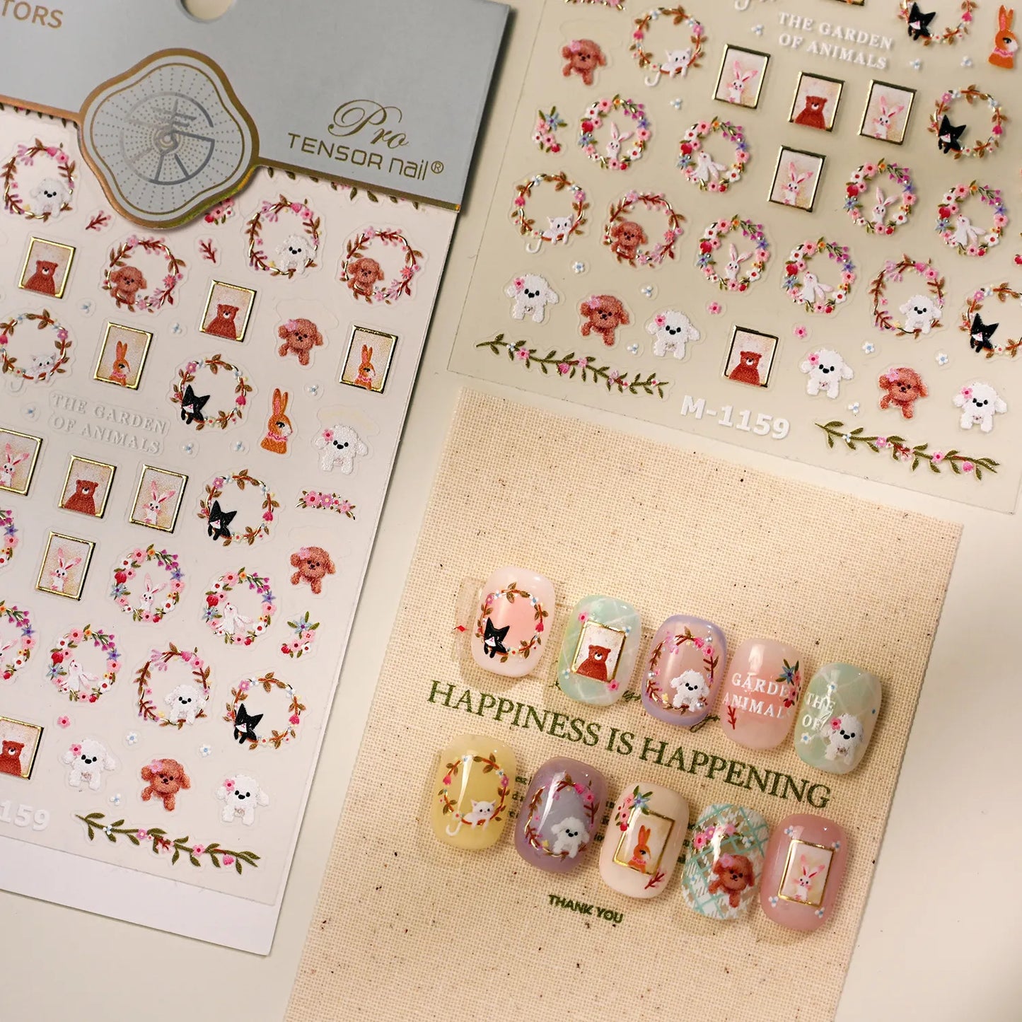 Cute Animal & Floral Nail Stickers - Pet Decals for Charming Manicures M1159
