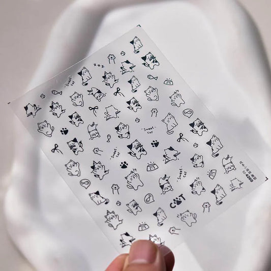 Cute Cat Nail Art Stickers Adhesive Embossed Sticker Decals to4260