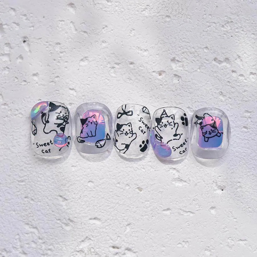 Cute Cat Nail Art Stickers Adhesive Embossed Sticker Decals to4260
