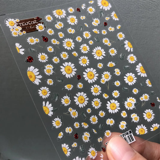 Daisy Flower Nail Art Stickers Floral Adhesive Sticker Decals TS026