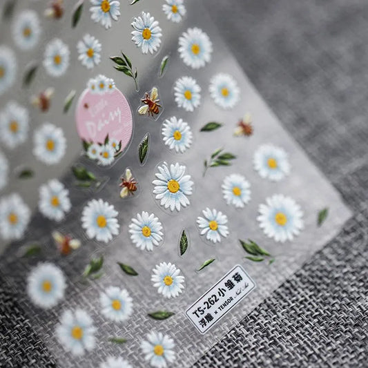 Daisy Flower Nail Art Stickers Floral Adhesive Sticker Decals TS262