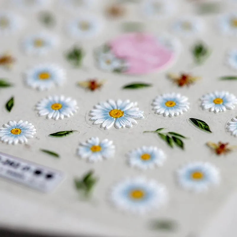 Daisy Flower Nail Art Stickers Floral Adhesive Sticker Decals TS262
