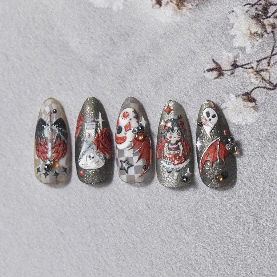 Dark Joker Nail Art Stickers Adhesive Embossed Ghost Style Sticker Decals to3328