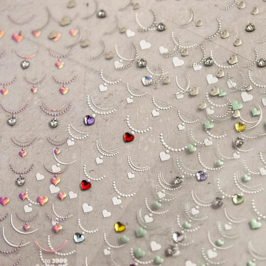 Diamond Necklace Nail Art Stickers Adhesive Embossed Love Sticker Decals to3908