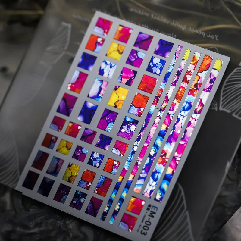 Nail Art Stickers Adhesive Slider Metal Colors Love Heart Sticker Decals EM001-023