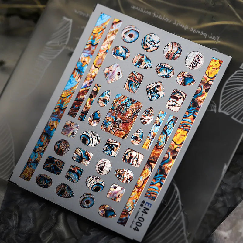 Nail Art Stickers Adhesive Slider Metal Colors Love Heart Sticker Decals EM001-023