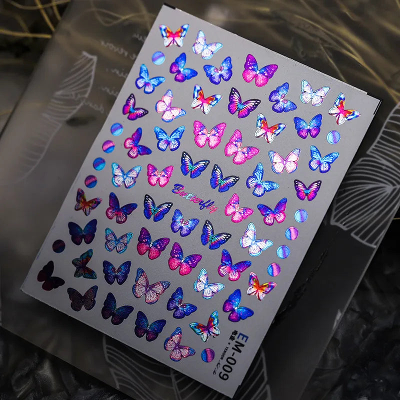 Nail Art Stickers Adhesive Slider Metal Colors Love Heart Sticker Decals EM001-023