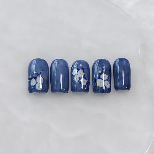 Elegant 5D Chinoiserie Nail Stickers Blue & White Porcelain Floral Nail Art Sticker Decals TS2919