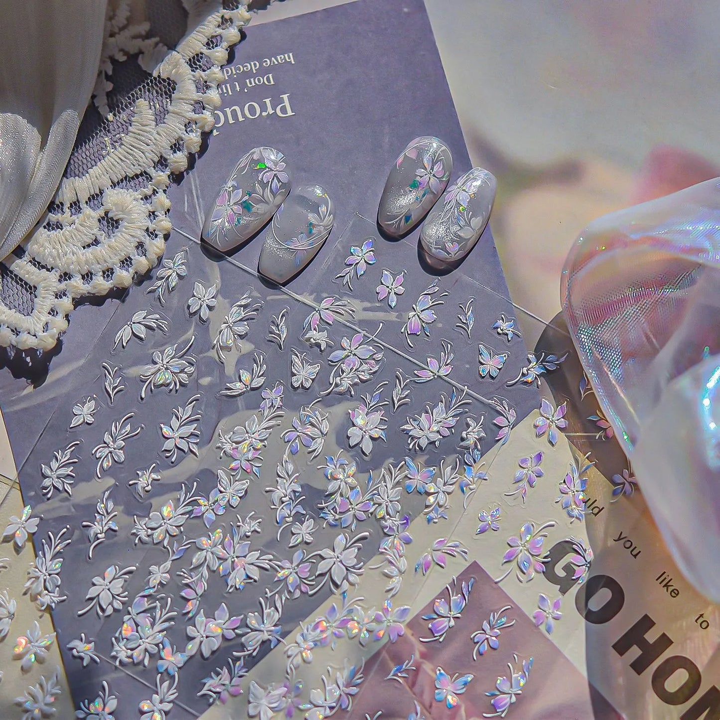 Ethereal Bloom 5D Nail Stickers | Holographic