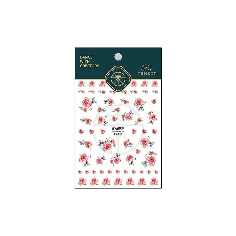 Rose Nail Art Stickers Adhesive Slider Rose Flowers Sticker Decals FS028