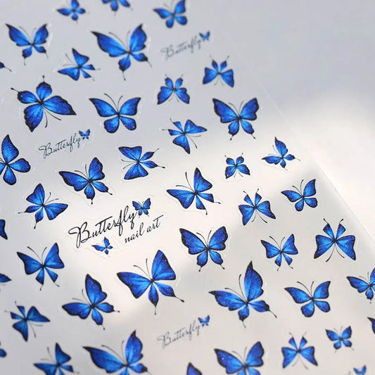 Fantasy Blue Butterfly Nail Art Stickers Adhesive Sticker Decals TS3982