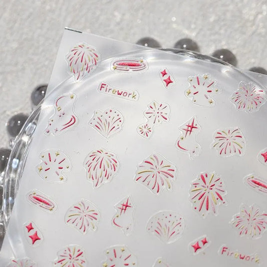 Fireworks Nail Art Stickers Adhesive Slider Firework Xmas Sticker Decals TS3465