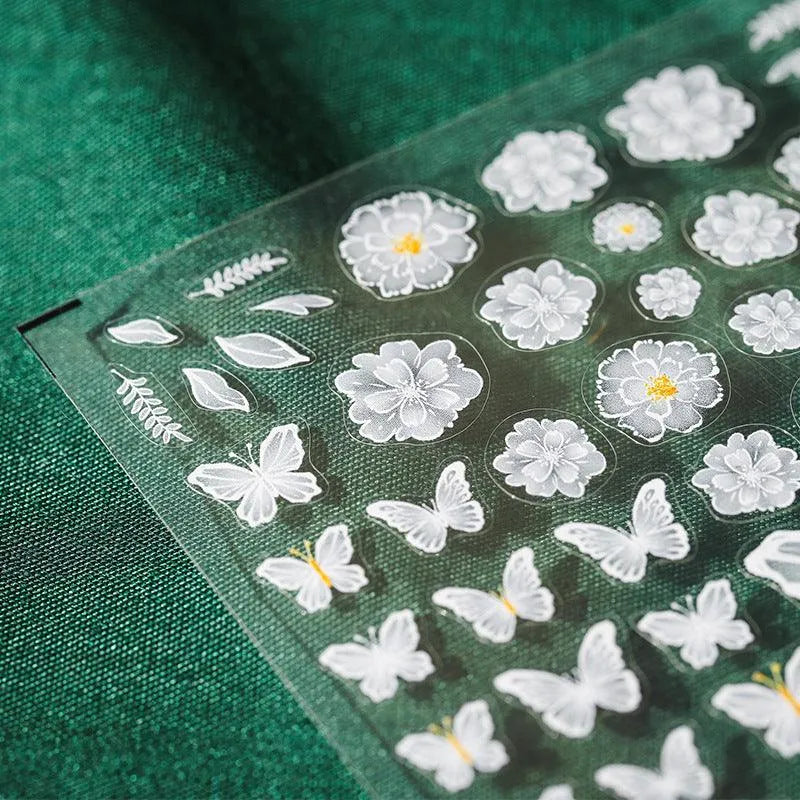 Floral Nail Art Stickers Adhesive Butterfly Flower Sticker Decals TS134