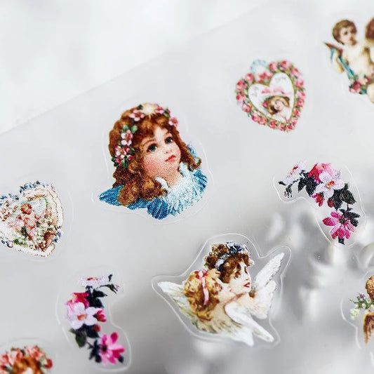 Floral Nail Art Stickers Adhesives Vintage Angel Sticker Decals