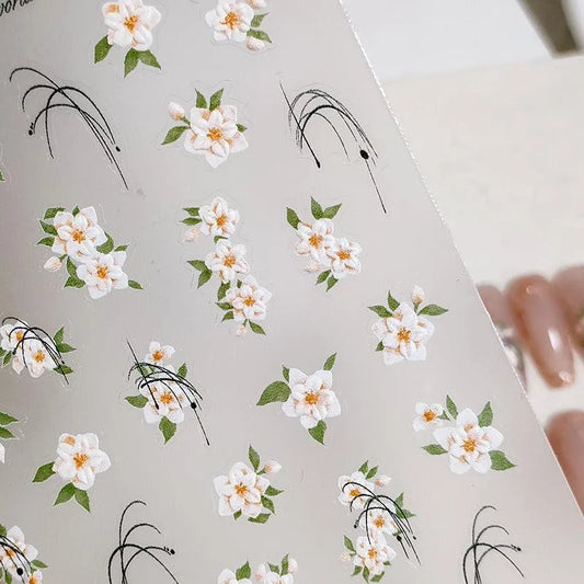 Floral Nail Art Stickers Flower Leaf Adhesive Slider Sticker Decals TS3242
