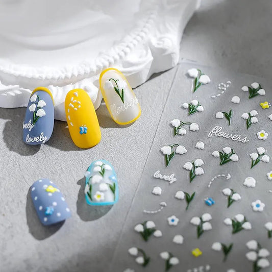Floral Nail Art Stickers Slider Convallaria Majalis Adhesive Sticker Decals TS1686
