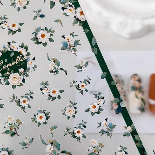 Floral Nail Art Stickers Spring Flowers Leaf 3D Adhesive Sticker Decals KX291