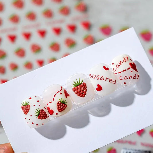 Fruit Nail Art Stickers Raspberry Adhesive Sticker Nail Decals TS1523