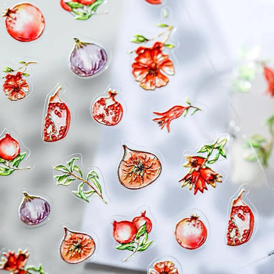 Garnet Flower Nail Art Stickers Adhesive Slider Garnet Fruit Sticker Decals MN021