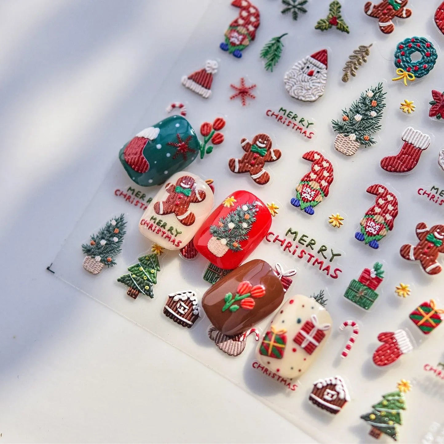 Ginger Bread Man Nail Art Stickers Adhesive Christmas Embossed Sticker Decals to4706