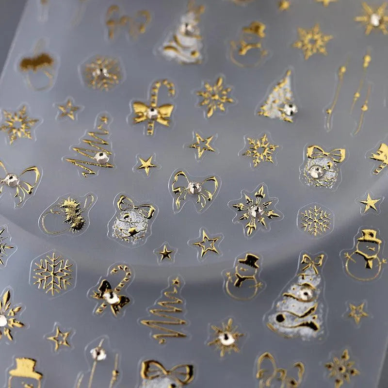 Gold Christmas Snowflake Nail Art Stickers Adhesive Sticker Decals