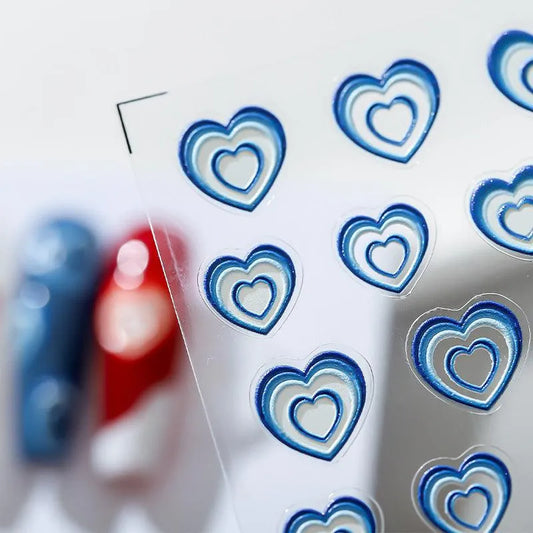 Gradient Love Heart Nail Art Stickers Adhesive Slider Heart Embossed Sticker Decals For Valentine's Day TS1550