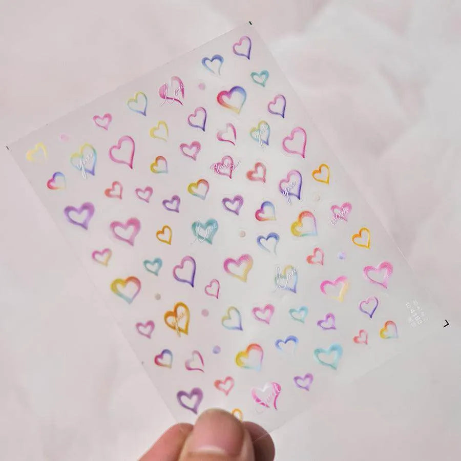 Gradient Love Nail Art Stickers Heart Adhesive Embossed Sticker Decals to4183