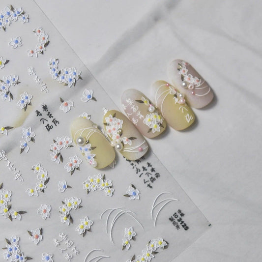 Gradient Tulip Nail Art Stickers Adhesive Embossed Daisy Flower Sticker Decals to3119