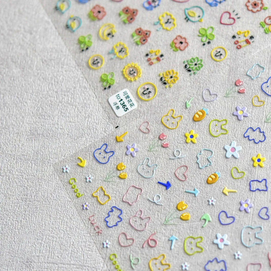 Graffiti Nail Stickers 5D Embossed Flower Nail Art Sticker Decals Adhesive Manicure Accessories to859